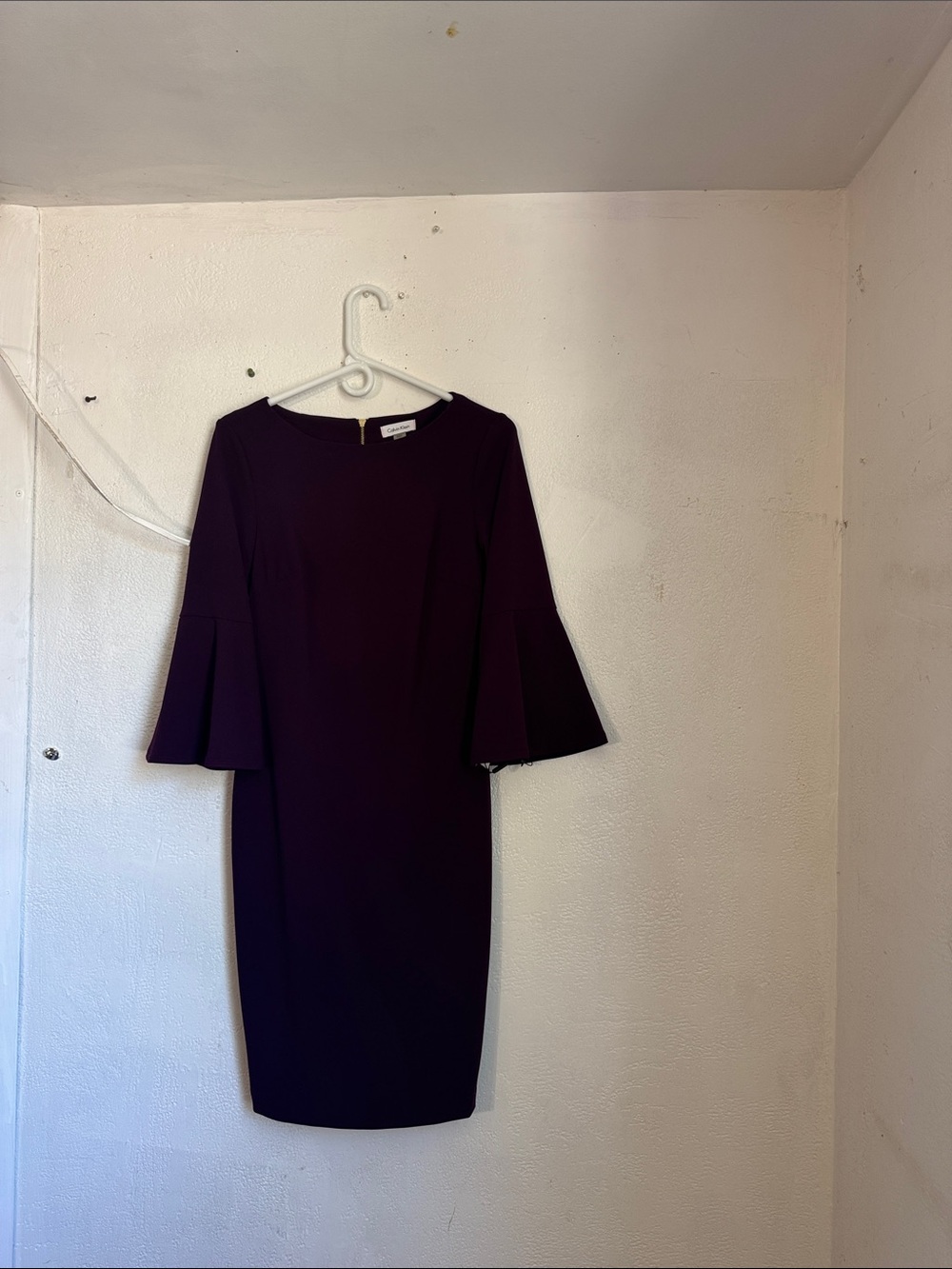 Calvin Klein Deep Purple Bell-Sleeve Midi Dress size 4